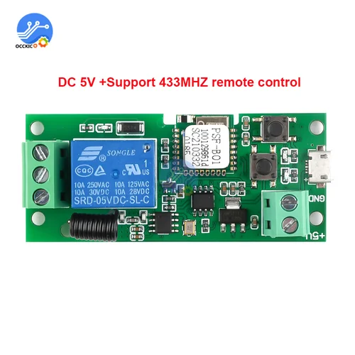 EWeLink APP 원격 제어 자동 잠금 무선 지연 릴레이 모듈, 스마트 지능형 홈용 와이파이 릴레이, DC5V, DC12V 5