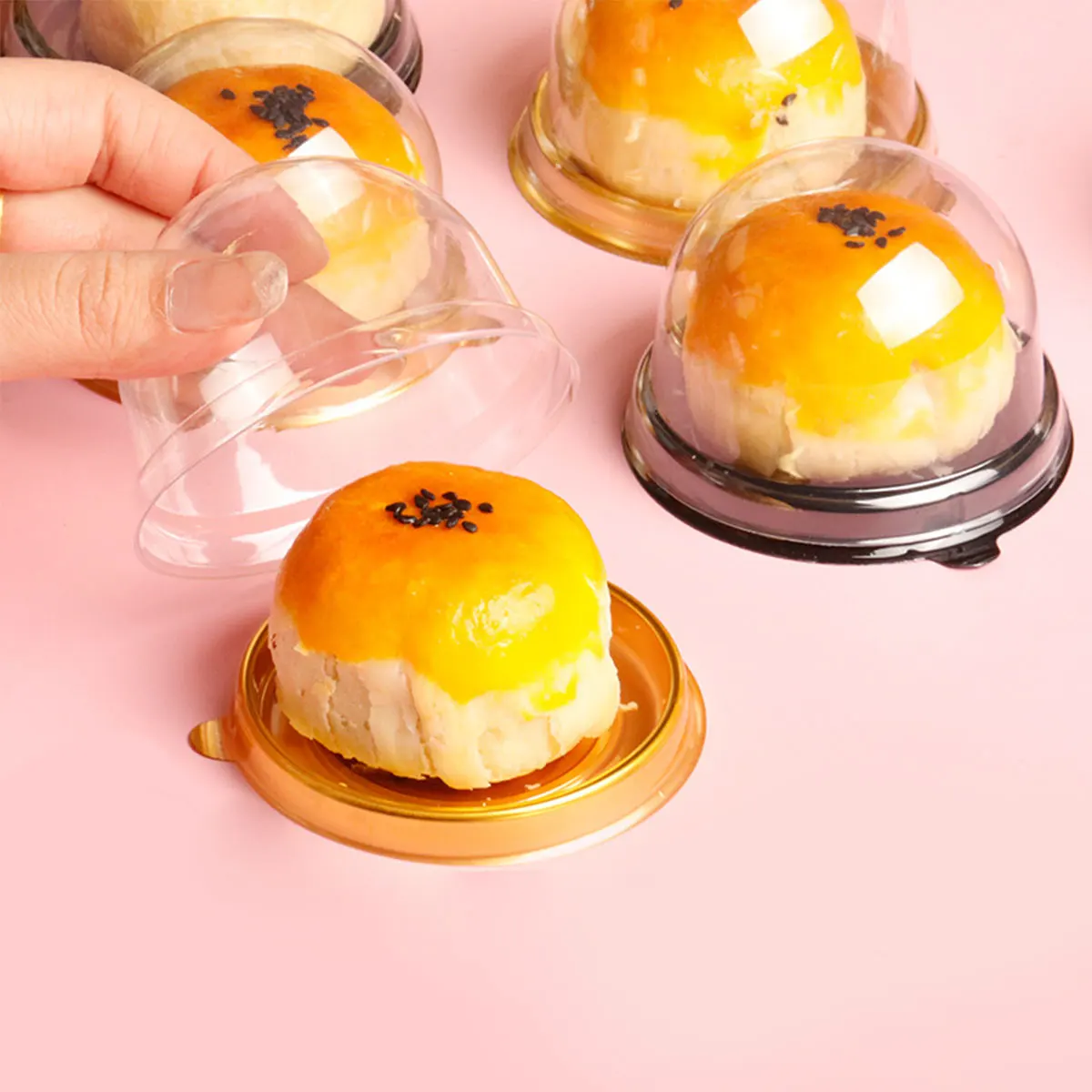 Cake Box 50pcs Transparent Cake Box Container Transparent Cupcake Dome Pastry Baking Packaging Boxes Wedding Party Supplies Gifts Decor