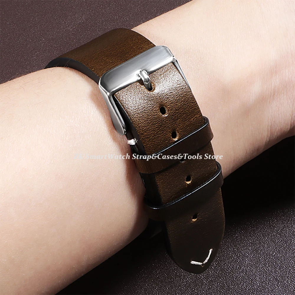 Vintage-Style Genuine Leather Quick Release Watch Band Strap