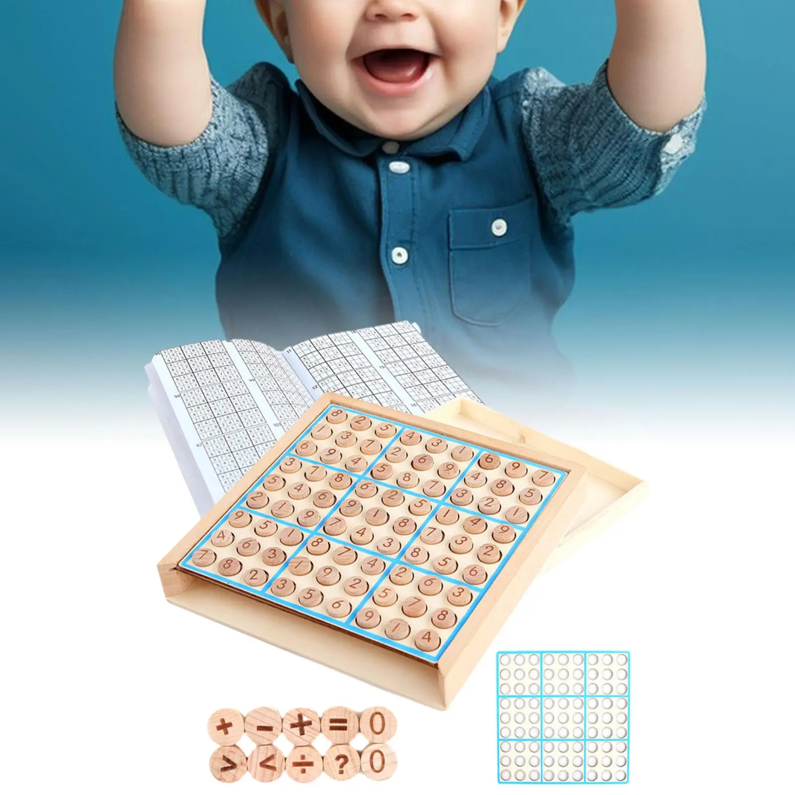 Wooden Sudoku Game Toy Playset Desktop Game Educational Toy Family for Kids