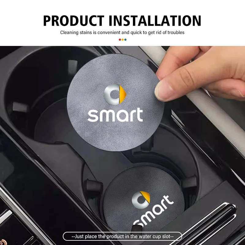 Car anti slip mat coaster water cup slot decorate accessories for Smart Fortwo Forfour 451 453 450 452 454 Roadster Coupe