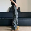 IEFB High Style Men's Denim Pants Pleated Camouflage Cargo Slant Pocket Jeans Loose Straight Wide Leg Male Trousers Tide 9C8607 3