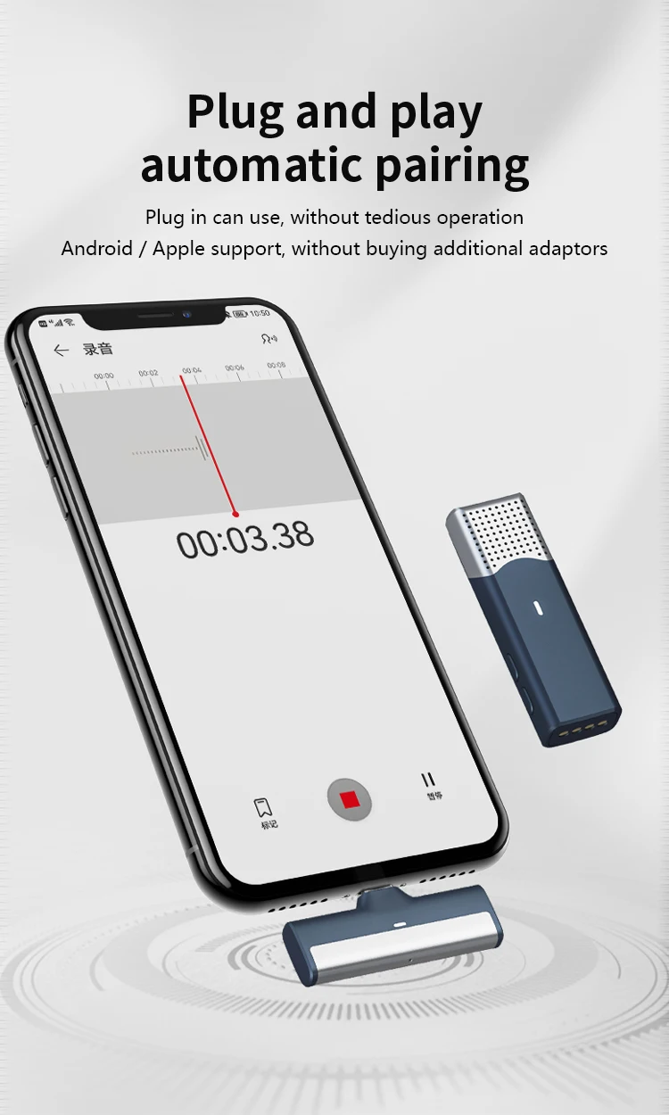 Wireless Lavalier Microphone Video Recording Plug-and-Play Mic Audio and Portable Charging Box For iPhone and Android Phone