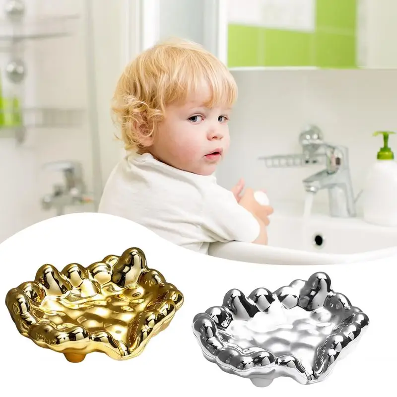 

Bathroom Drain Tray Punch-free Electroplating Kitchen Sink Tray Drain Soap Dish Storage Plate Tray Bathroom Gadget BedsideTable