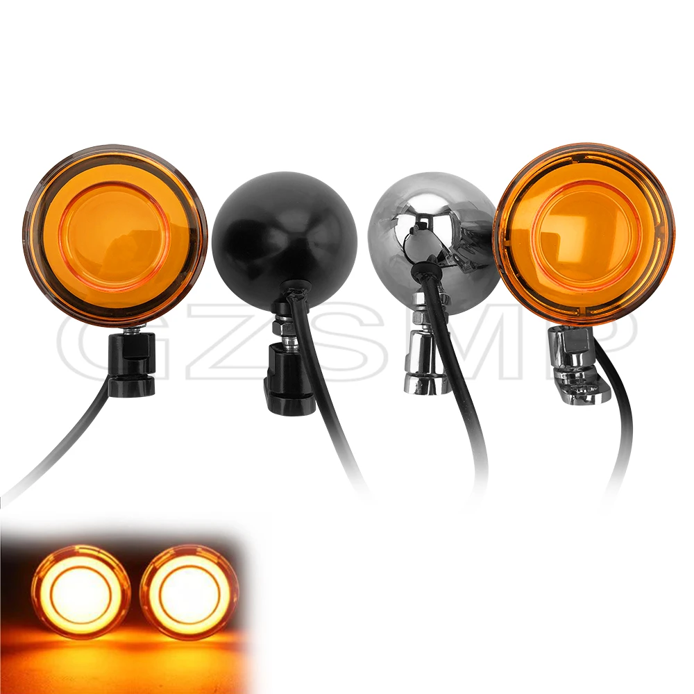 

Motorcycle Bullet LED Indicator Front Turn Signal Light Amber Blinker Lamp fit for Sportster 883 1200 Dyna Fat Boy Softail