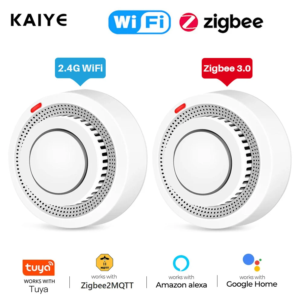 Smoke Alarm Tuya WiFi Zigbee Smoke Detector Alarm Sensor Smart Home Security Fire Protection Smart Life APP Work With Alexa Google Assistant