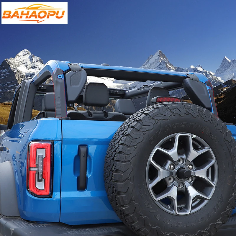 BAHAOPU 2개 트렁크 안티롤 빔 가드 보호 커버 롤바 장식품 포드 브론코 2021 이후 2도어용, 자동차 액세서리