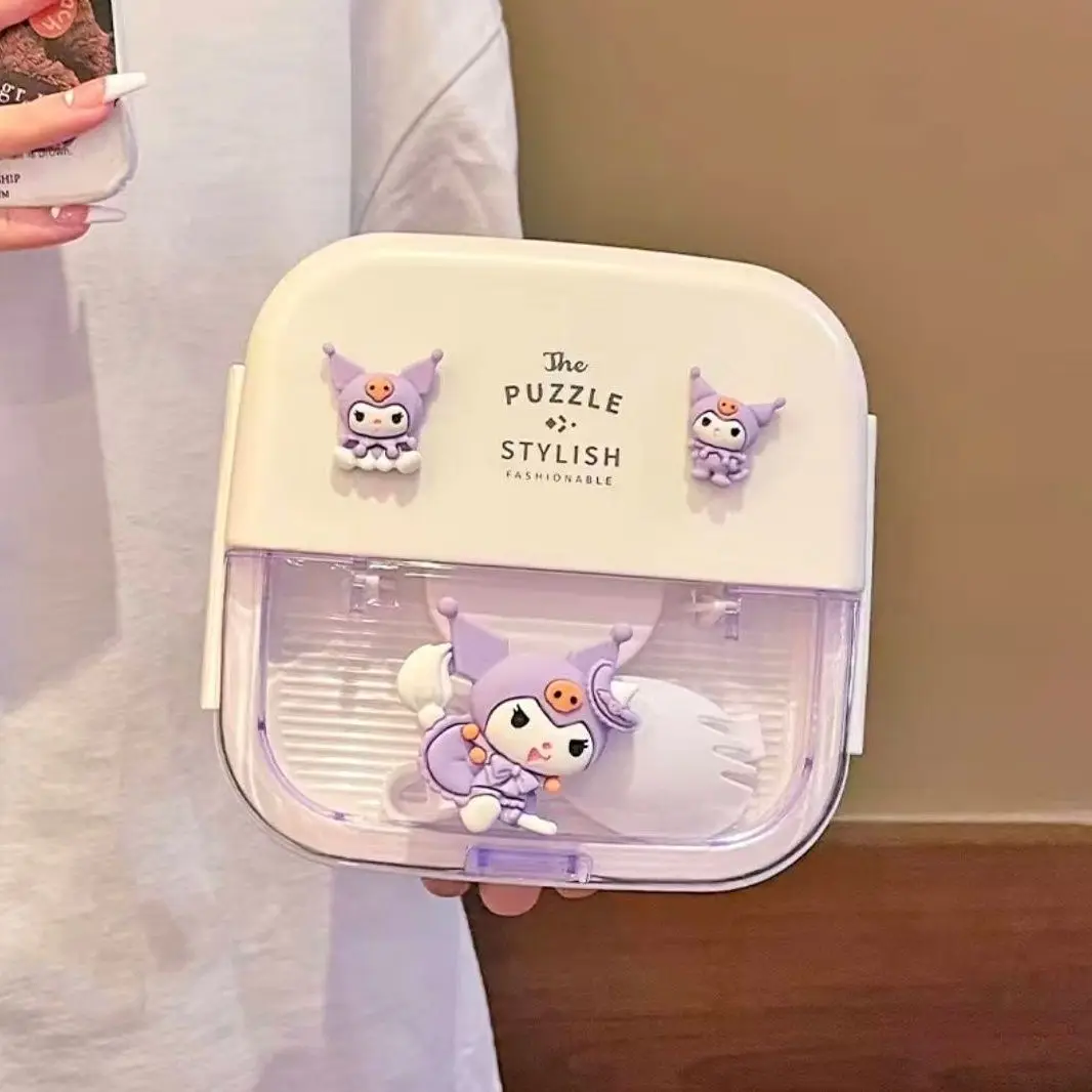 

Kawaii Anime Sanrio Hello Kitty Kuromi Lunch Box Cute Cartoon Student Portable Plastics Fruit Box Seal Up Tableware Girl Toy