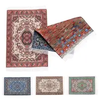 1:12 Scale Dollhouse Carpet Playing House Decor Floor Coverings Floral Pattern Mat Doll Accessories Miniature Weaving Rug 1