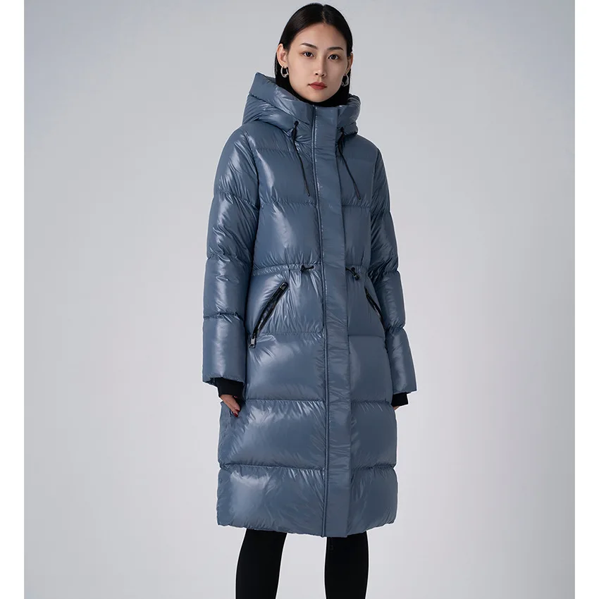 Super windproof, waterproof, high-end cold resistant hood design, thickened 90 goose down down jacket, women's long coat Winter