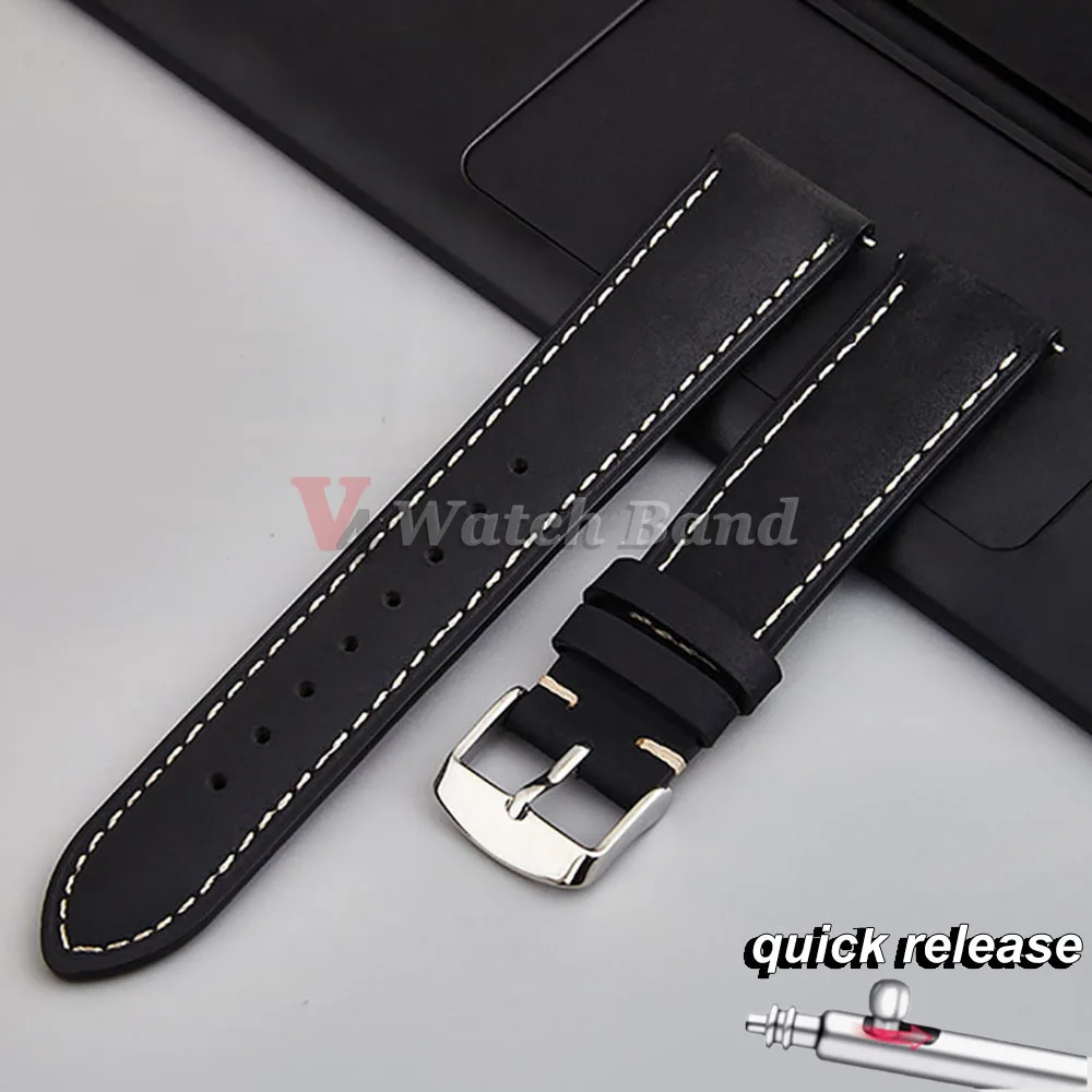 Vintage Brown Genuine Leather Quick Release Watch Strap Replacement