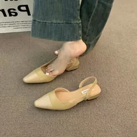 Brand luxury designer fashion PU leather design ladies summer new style pointed toe low heel women sandals non-slip flat shoes - Image 5