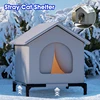 Stray Cat House Outdoor Waterproof Winter Warm Shelter Foldable Washable Enclosed Kennel for Feral Cats Small Dogs 5
