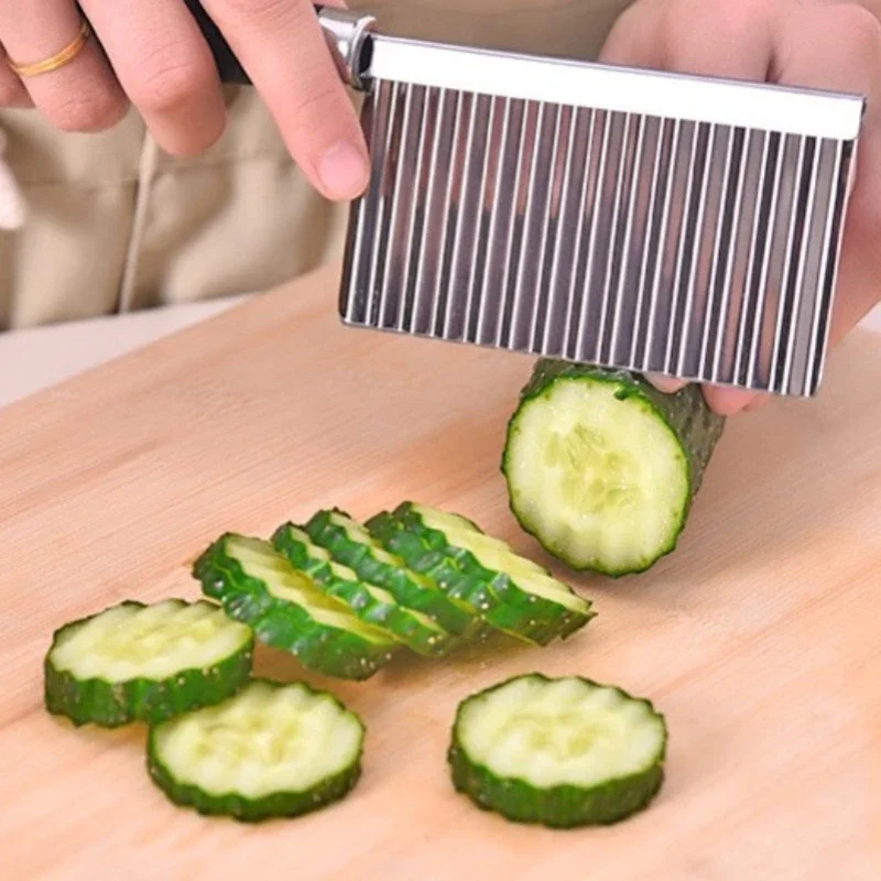 Vegetable Fruit Cutter Potato Wavy Edged Knife Stainless Steel Kitchen Gadget French Fries Machine