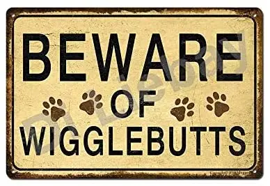 Mvgges Wigglebutts 12 &quotx8&quot Винтажный металлический жестяной знак отпечатки лап собак с