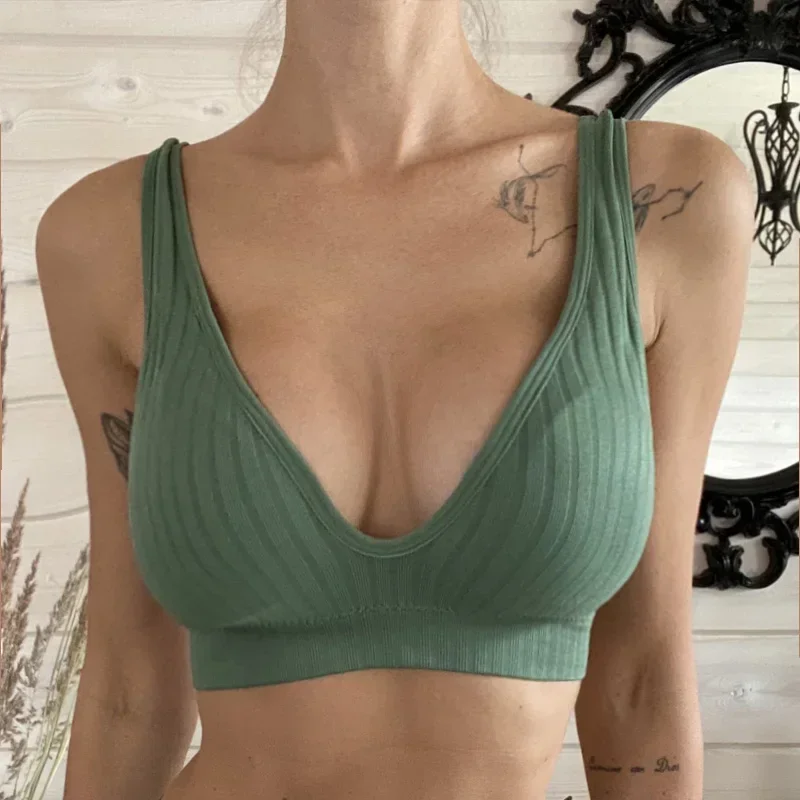 

Breastfeeding Bra Pregnancy Clothes Maternity Sleep Nursing Bra Deep V Cotton Feeding Bra for Allaitement Pregnant Women