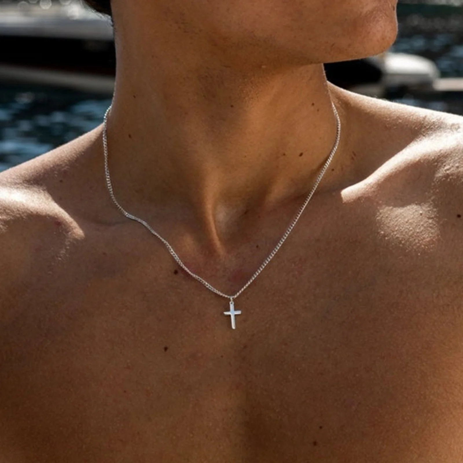 Sleek Cross Pendant Necklace