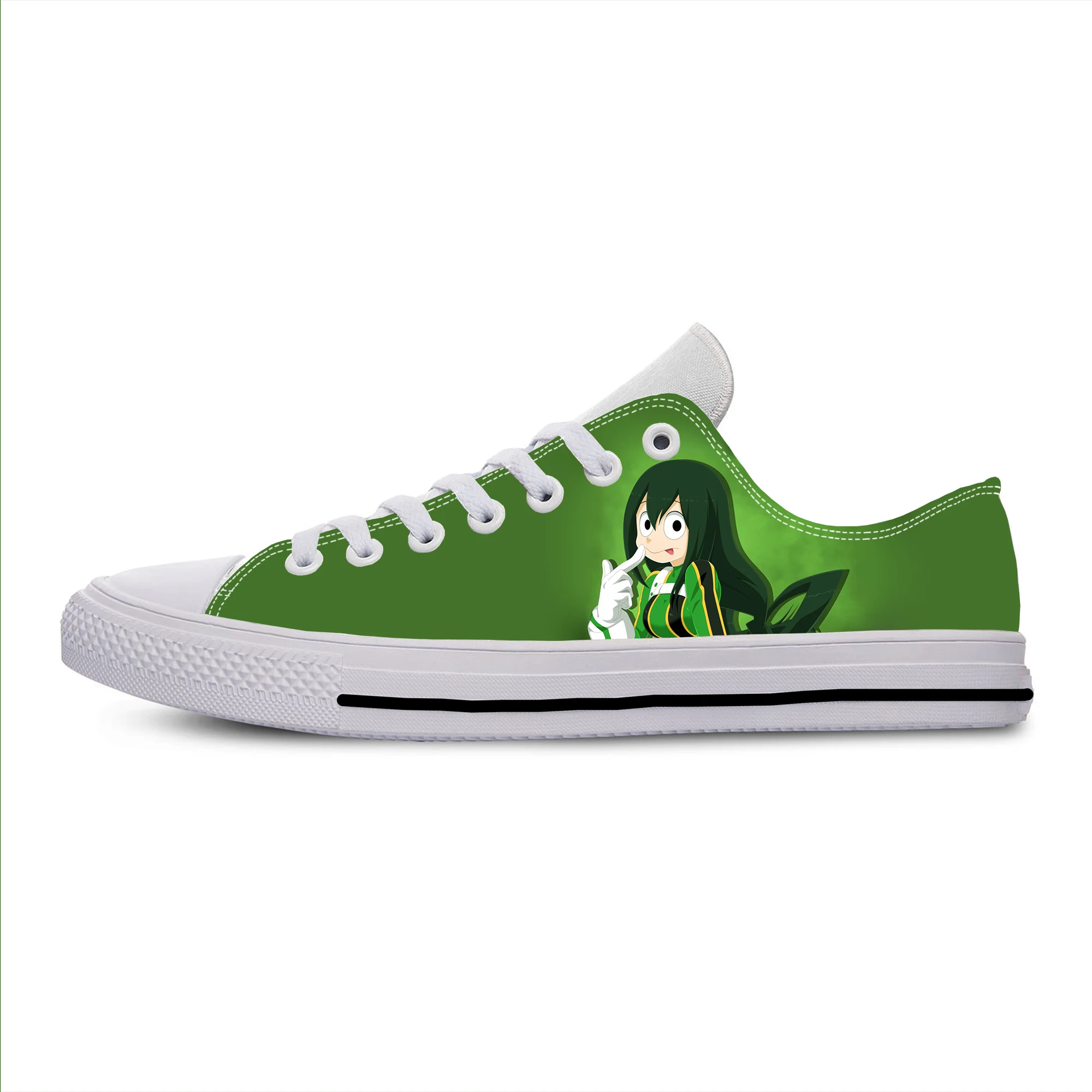 

Anime Manga My Hero Academia Asui Tsuyu Froppy Casual Cloth Shoes Low Top Lightweight Breathable 3D Print Men Women Sneakers