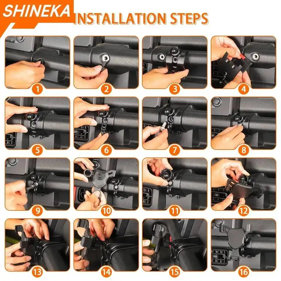 SHINEKA 자동차 전화 홀더 지원 마운트 브래킷 스탠드 Suzuki Jimny 2019 2020 2021 2022 2023 2024 Up 인테리어 액세서리
