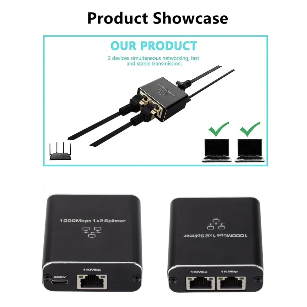 Splitter em Out Adaptador Ethernet Internet Gigabit Extensor de Cabo de Rede Conector Rj45 para pc tv Box Roteador Sharer Rj45 - Imagem 3