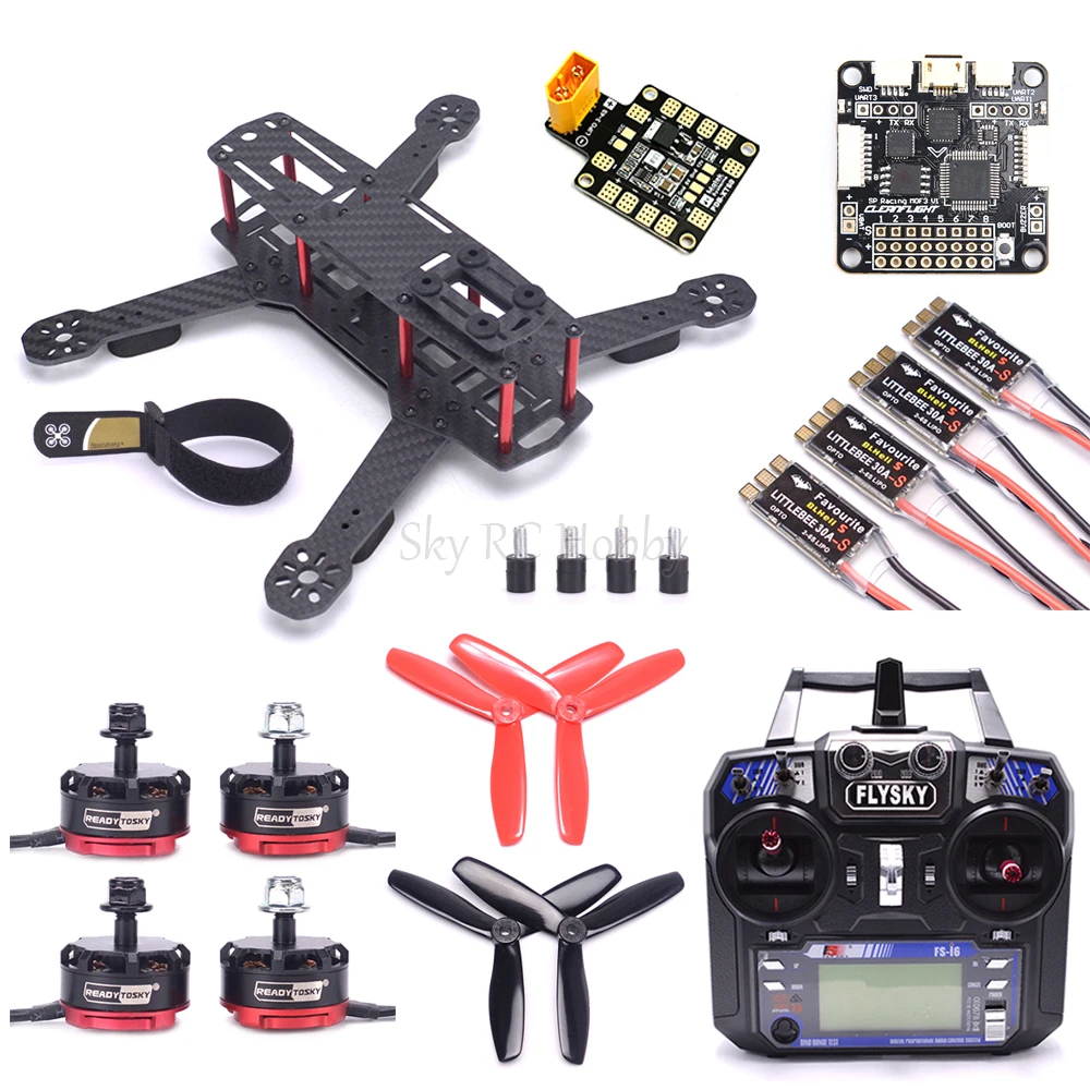 

Mini ZMR250 QAV250 250mm Carbon Fiber Frame Kit RS2205 2300KV Motor 30A BLHeli_S ESC F3 Acro Flight Control Flysky I6 Radio Set