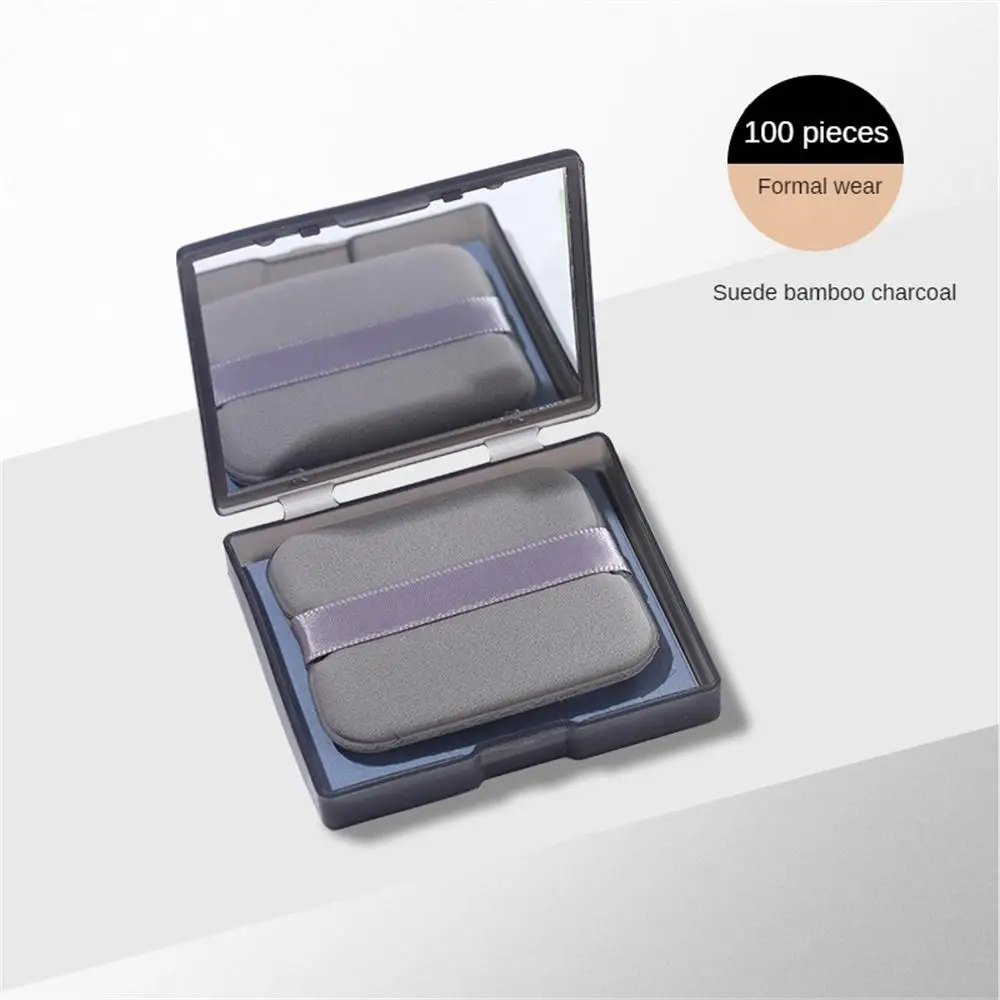 Storage Oil Absorption Refreshing Bamboo Charcoal Mirror Oil Absorbing Paper Convenient Face Blotting Paper With Powder Puff