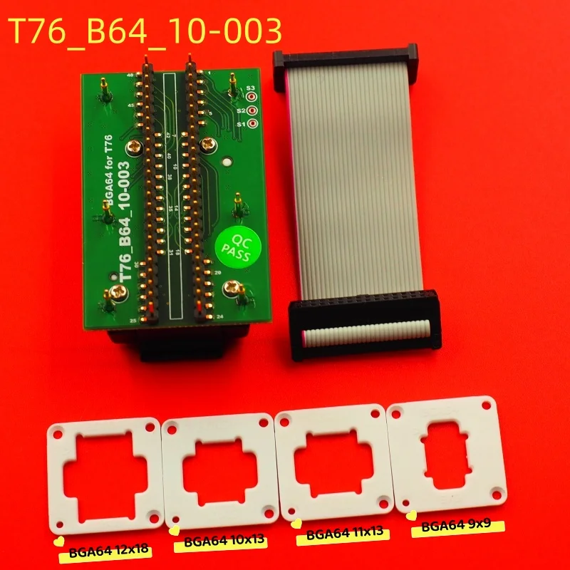 XGecu T76 프로그래머용 EMMC BGA64 어댑터 IC 소켓, 듀얼 헤드 스프링 장착 테스트 프로브 홀더 + 5개 리미트 프레임
