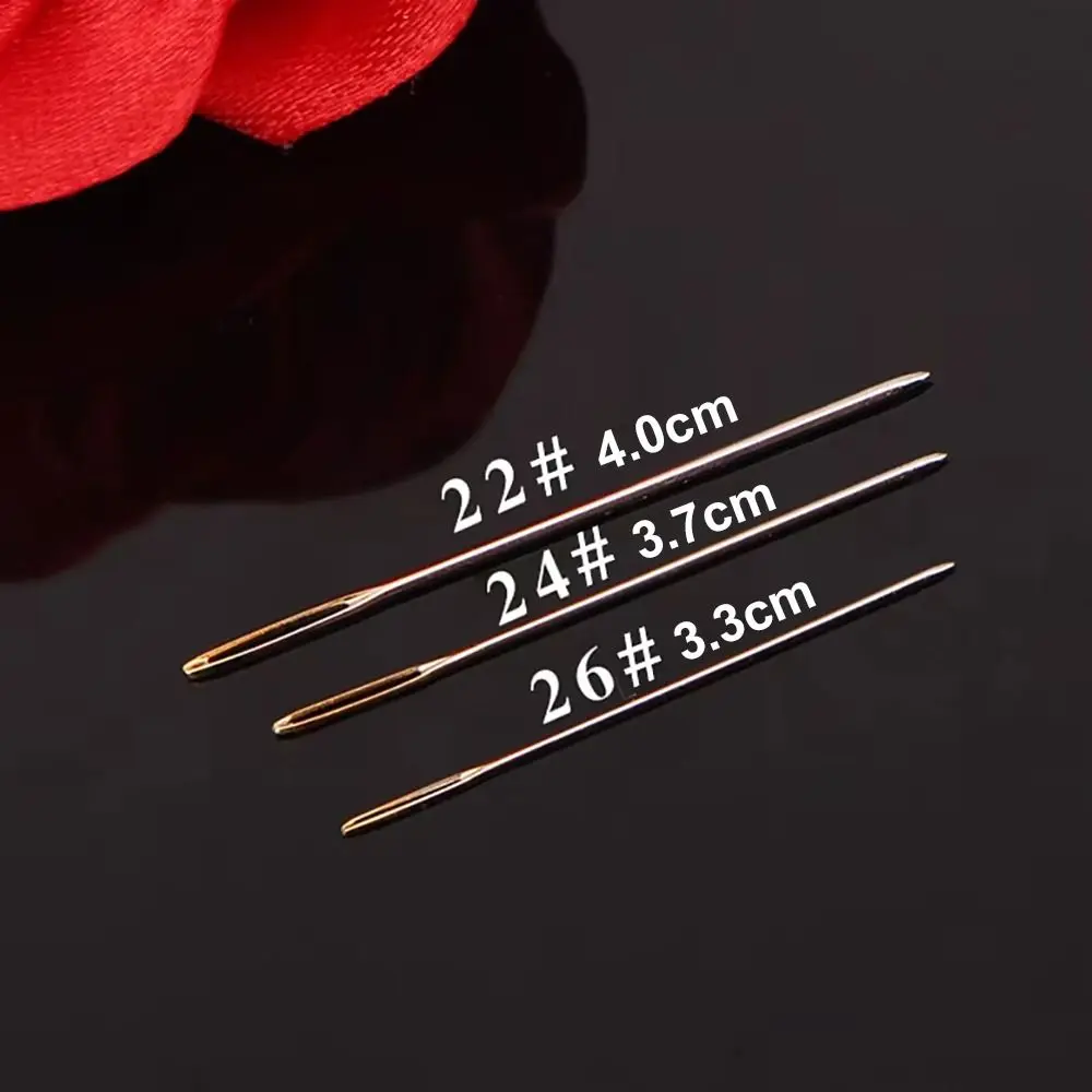 100개 새로운 멀티 사이즈 재봉 바늘 스테인레스 스틸 22/24/26 십자수 바늘 DIY 꼬리 자수 원단 공예 도구