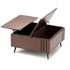 Lift Top Mid Century Modern Square ,Walnut Wood ,Multi-Functional Coffee Table with Storage for Living Room 6