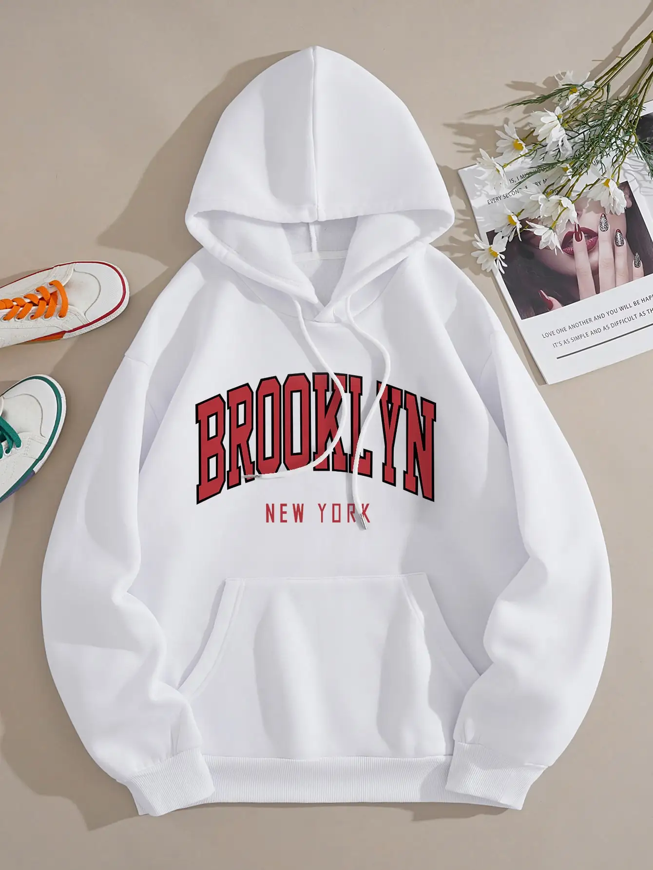 New York USA Letter Prints Womens Sweatshirts Vintage Hip Hop Casual Long  Sleeves Street Fashion Clothes All-match Woman Hoodies - AliExpress