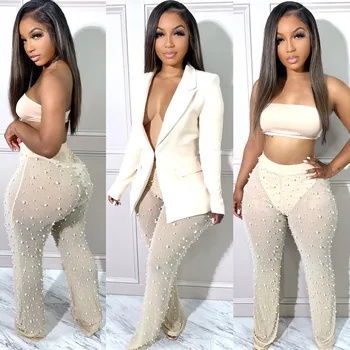 2025 Autumn Winter New Fashion Women's Solid Color Elegant Casual Trendy 2 Piece Sets Long Sleeve Suit Blazers Straight Trousers 1