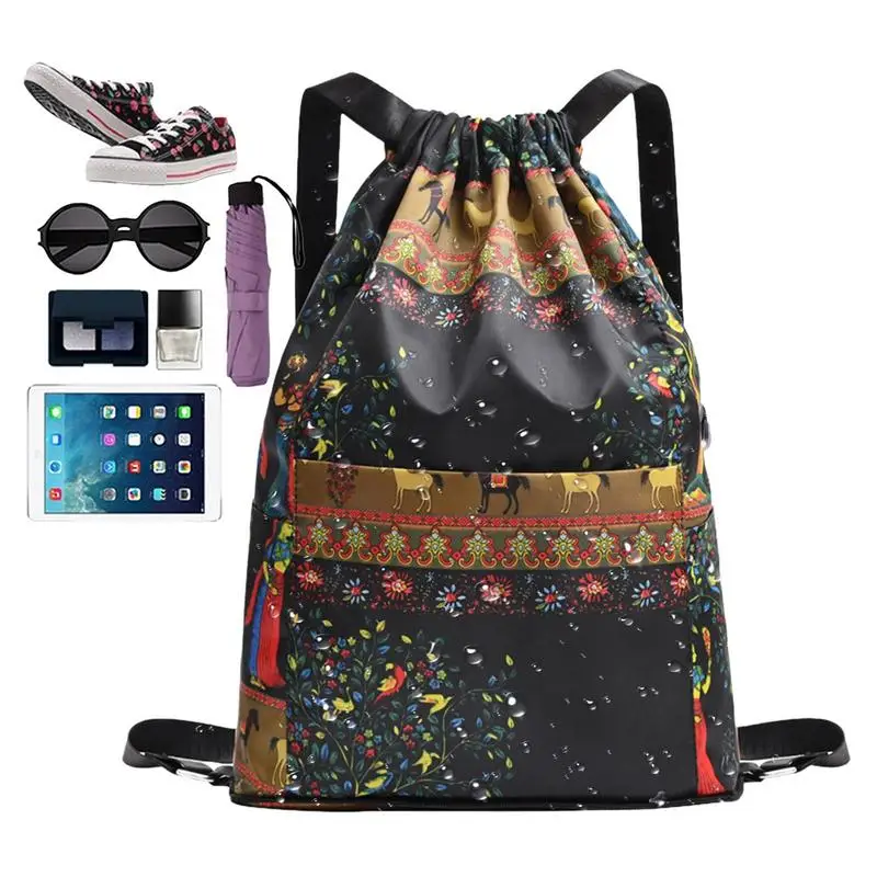

Foldable Waterproof Sports Gym Bag Drawstring Sack Fitness Travel Outdoor Large Capacity Backpack Shopping Bags Swimming