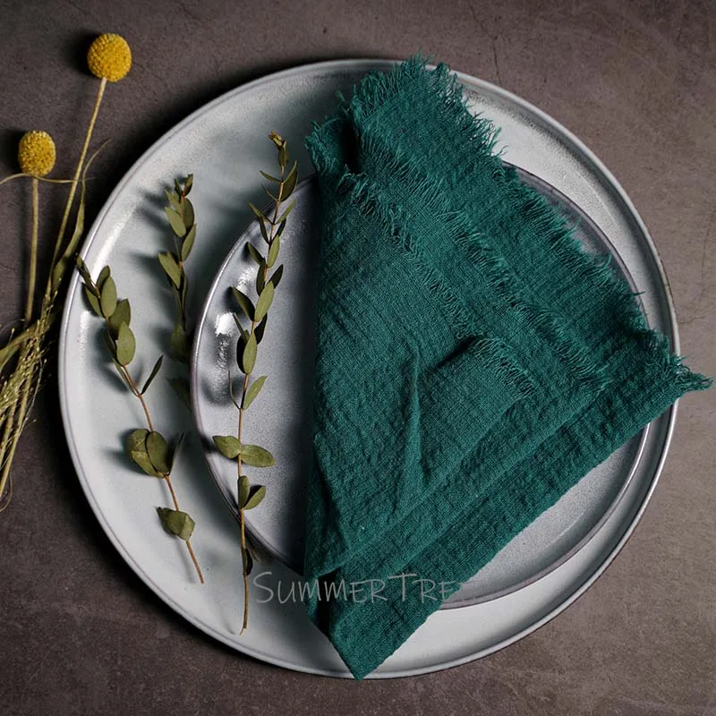 Rustic Cotton Gauze Napkins - Vintage-Style Tea Towels for Elegant Table Decoration