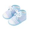 Spring Summer 0-1 Year Old Baby Single Shoes Stripe Lace up Cloth Shoes Soft Sole Newborn Infant Walking Shoes 3