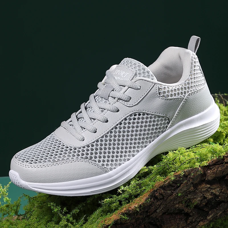 

Men Mesh Sneakers Breathable Athletic Running Gym Shoes Casual Shoes Walking Fitness Shoes Lace-up Non-slip Tennis Shoes Male
