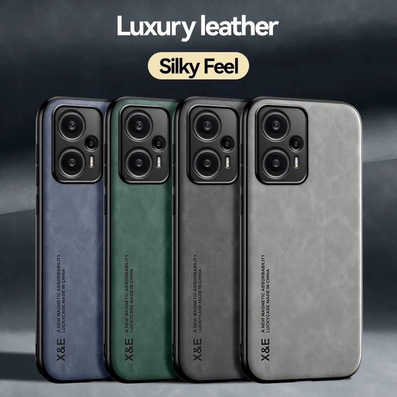 Leather Magnetic Car Holder Phone Case – Soft Silicone Back Cover