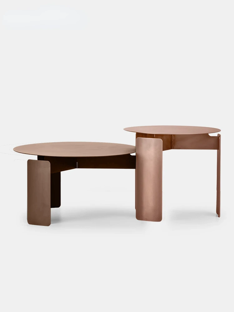 

Italian Light Luxury Stainless Steel Coffee Table Side Table Combination Modern Minimalist Living Room Home Large and Small
