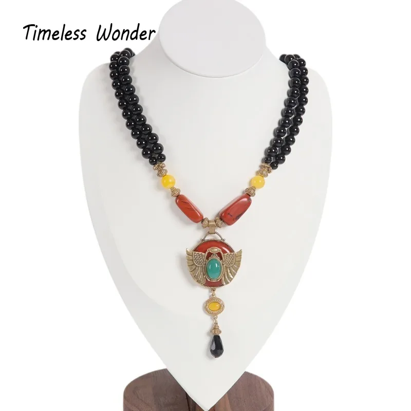 

Timeless Wonder Retro Geo Stone Toggle Necklaces for Women Designer Jewelry Goth Runway Rare Top Punk Versatile Mix 4526