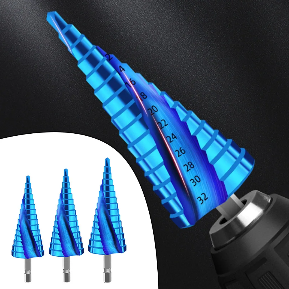 

Nano Blue M35 Coated Step Drill Bit 1/4in Hex Shank 3-12 4-12 4-20 Series Drilling Tools For Metal Wood Hole Cutter Step Drill