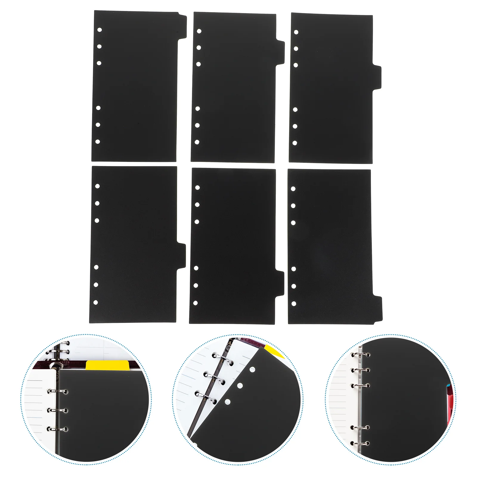 

6 Sheets Black Binder Dividers Plastic Folder Page Parts Paper Protector Pp Tabs Binders Rings
