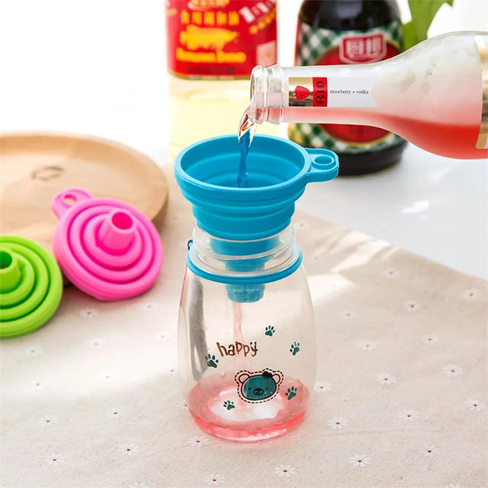 Collapsible Kitchen Funnel 1 PC Silicone Funnel Small and Large for Food Liquid Transfer Plastic Filter Funnel