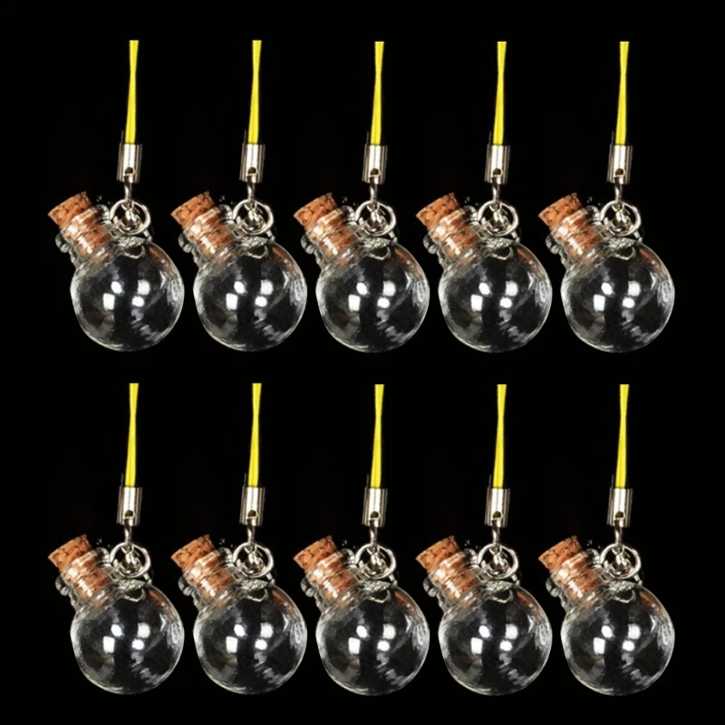 10pcs Mini Glass Bottles with Cork Stopper Transparency Fillable Organizers 5