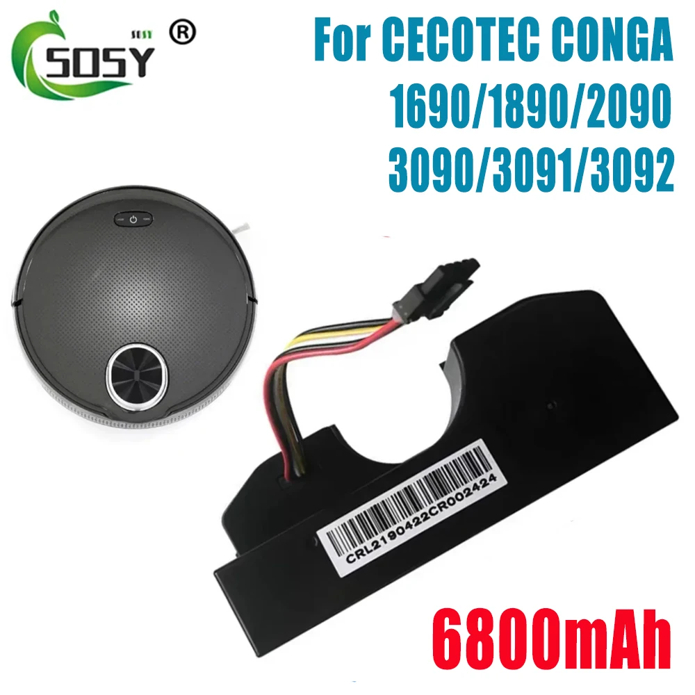 

New Vacuum Battery For CECOTEC CONGA 3090 CONGA 3091 CONGA 3092 Fits 05173 6800mAh / 44.40Wh 14.4V Li-ion
