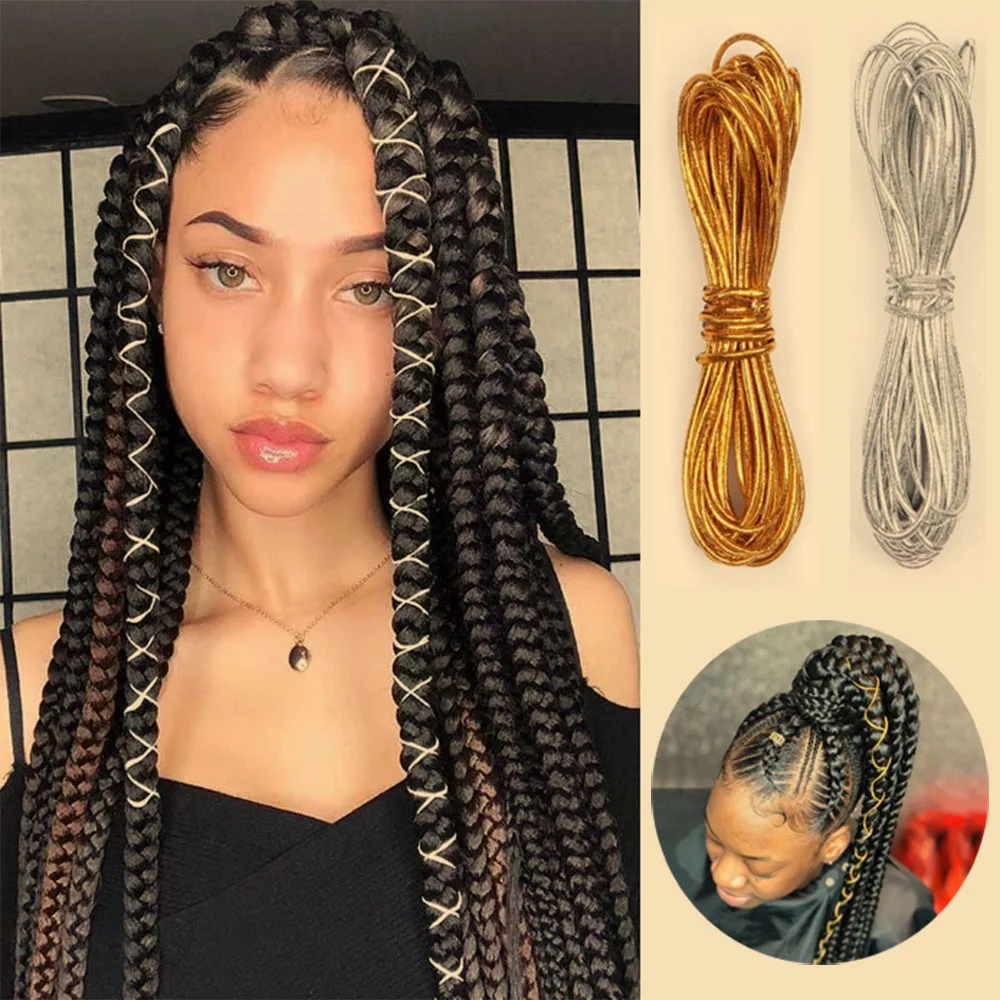 

10Pcs Dreadlock Beads Braids Hair Accessories Braiding Hair Deco Styling Shimmer Stretchable Braiding Hair Strings Long 1 M/pc