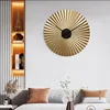 Creative Living Room Wall Clocks Bedroom Luxury Stereoscopic Fanshaped Metal Pointer Wall Clocks Modern Simple Home Decoration 3