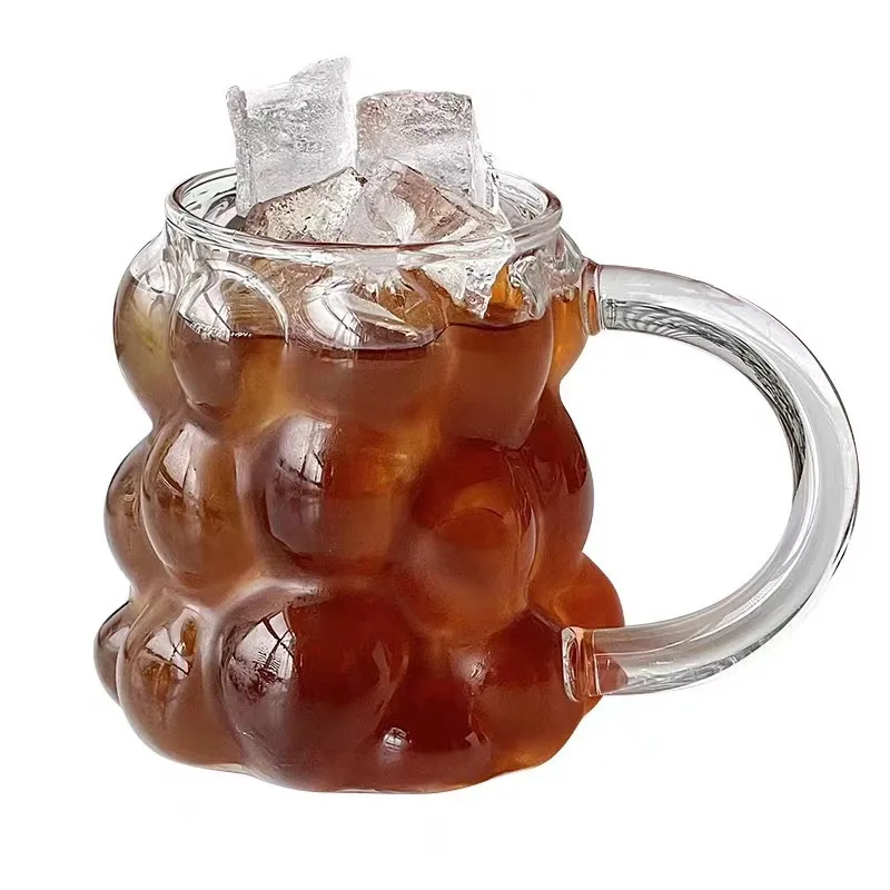 Drinking Glass 1pc 350ml Grapes Glass Coffee Mug Stylish Design Heat Resistant Drinking Glass for Home Office Latte Cup Summer Drinkware Gifts