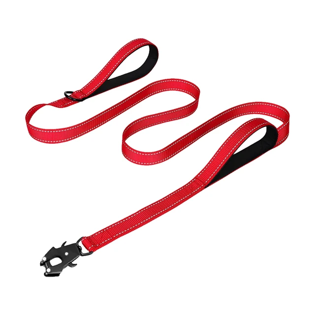 Heavy Duty Dog Leash- Nylon reflective dog leash with Soft Padded 2 Handle & Auto Lock Frog Clip Outdoor dog leash Heavy Duty Dog Leash- Nylon reflective dog leash with Soft Padded 2 Handle & Auto Lock Frog Clip Outdoor dog leash