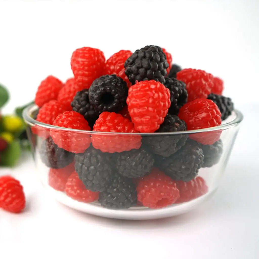 Artificial Fruits and Vegetables DIY Accessories Bright Color Realistic PVC Mulberry Branch Model Artificial Raspberry Fake Fruit Photography Props