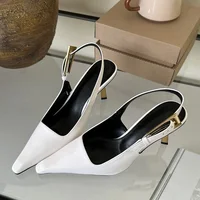 Eilyken Street Style Sexy Pointed Toe Metal Buckle Strap Women Pumps Stripper Sandals  Slingback High Heels Female Shoes - Image 2