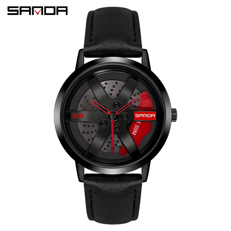 Original 3D Real Man Watches Waterproof Watch Car Rim Watch Quartz Men's Sports Watches For Men Clock Mens Spinning Watches sports gear shift lever for porsche cayenne 2011 2017 2018 2023 real carbon fiber gear lever sports gear lever